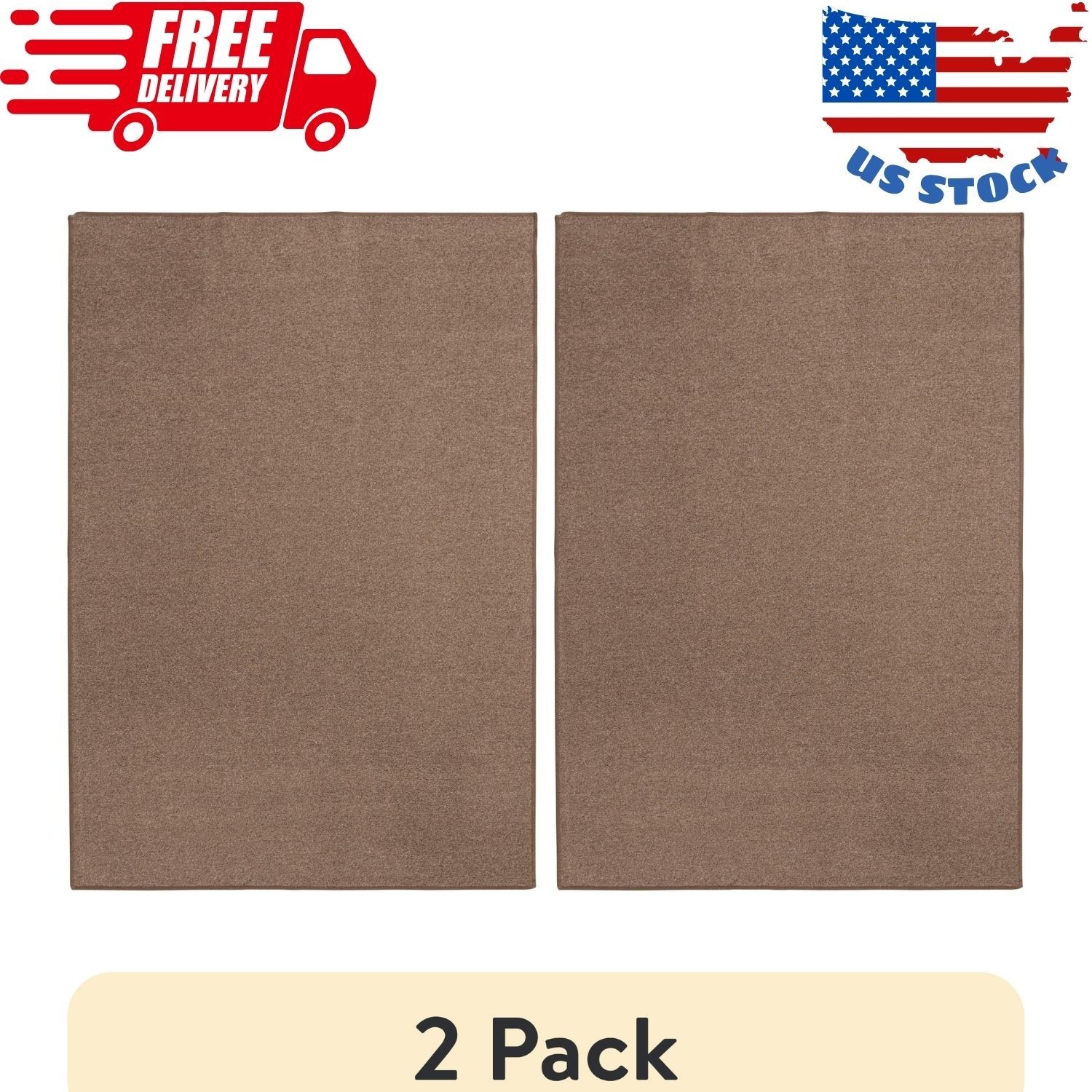 (2 pack) 40″ x 60″ Titan Pecan Durable Indoor Utility Area Rug