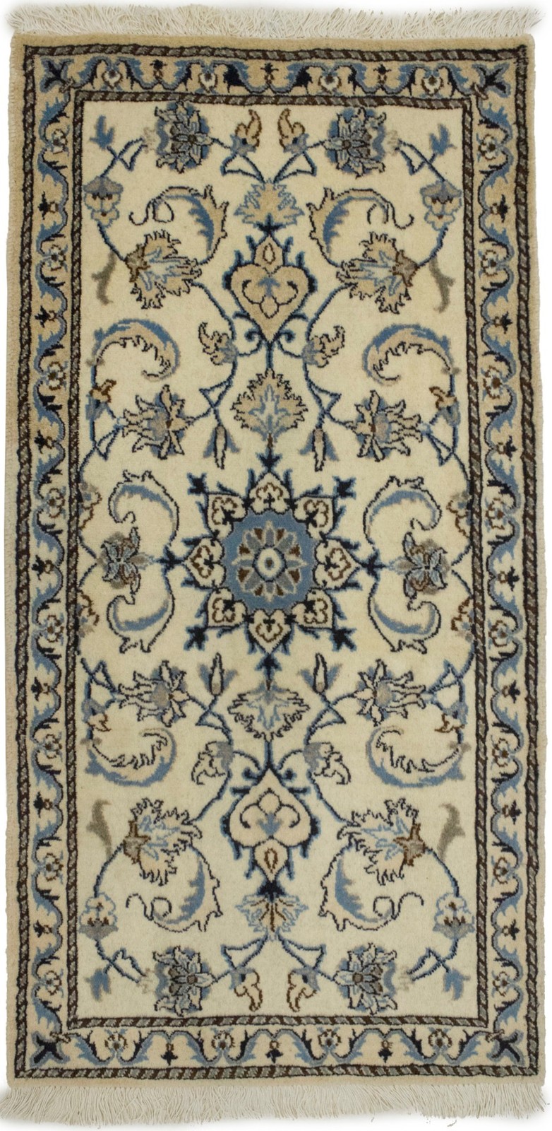 2’3X4’6 Handmade Nain Oriental Rug Cream Floral Design Classic Small Carpet