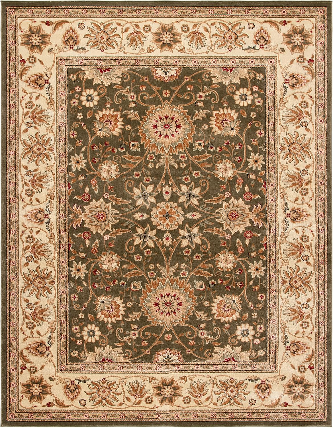 Lyndhurst 6′ x 9′ Area Rug – Sage & Ivory, Traditional Design, Easy Care