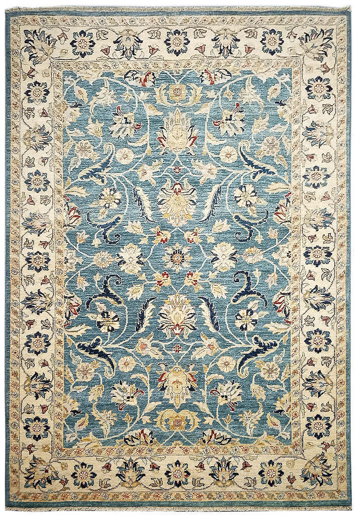 6′ x 8′ Teal Blue Vegetable Dyed Chobi Rug 74008