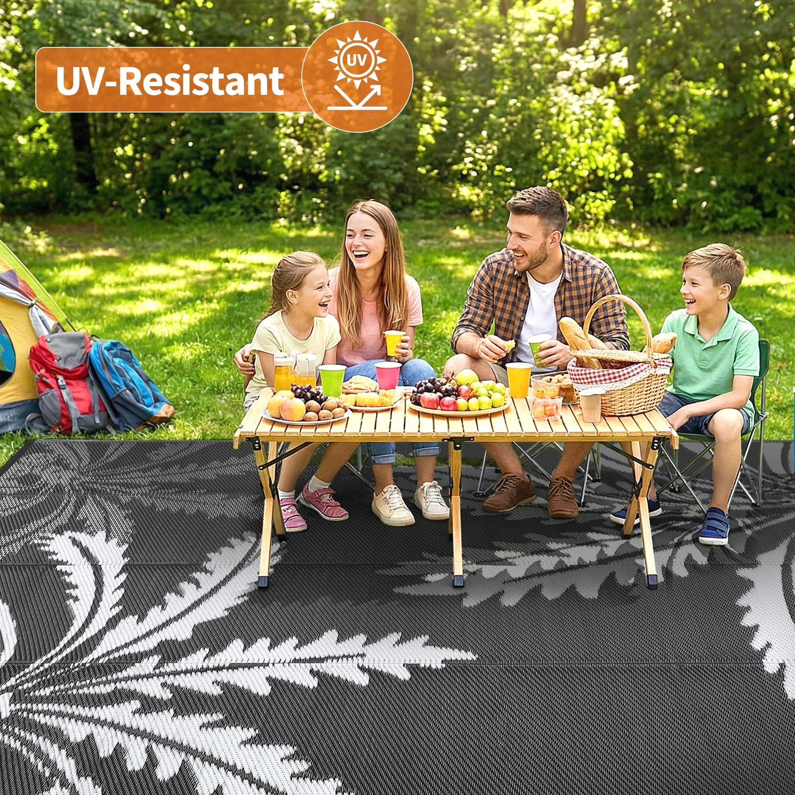 5×8/8×10/9×12 FT Portable Outdoor Waterproof Patio Camping Rug Mat for RV,Picnic
