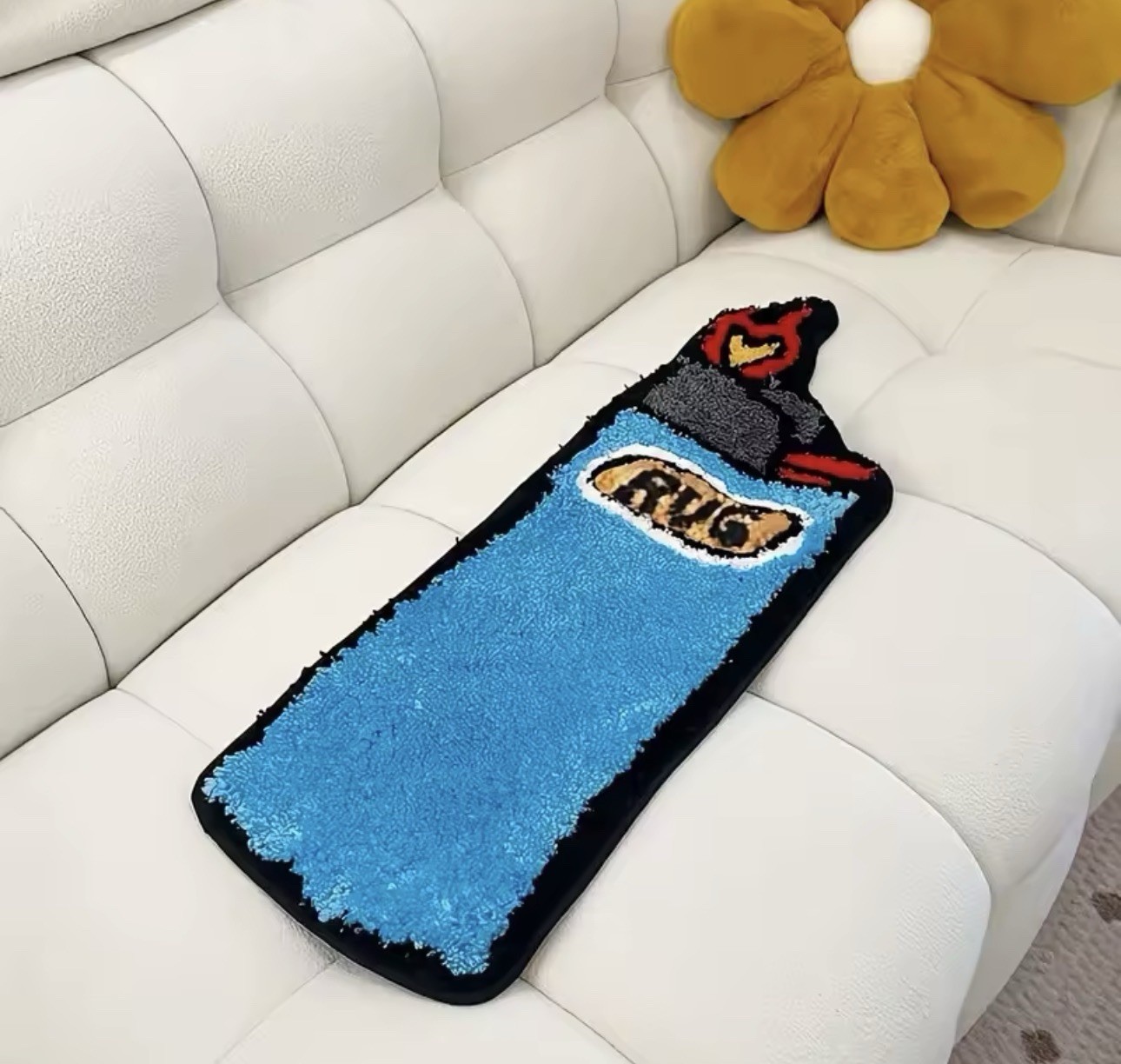 VIKAMA Blue Lighter Art Rug – Non-Slip Bedroom, Living Room & Bath Mat