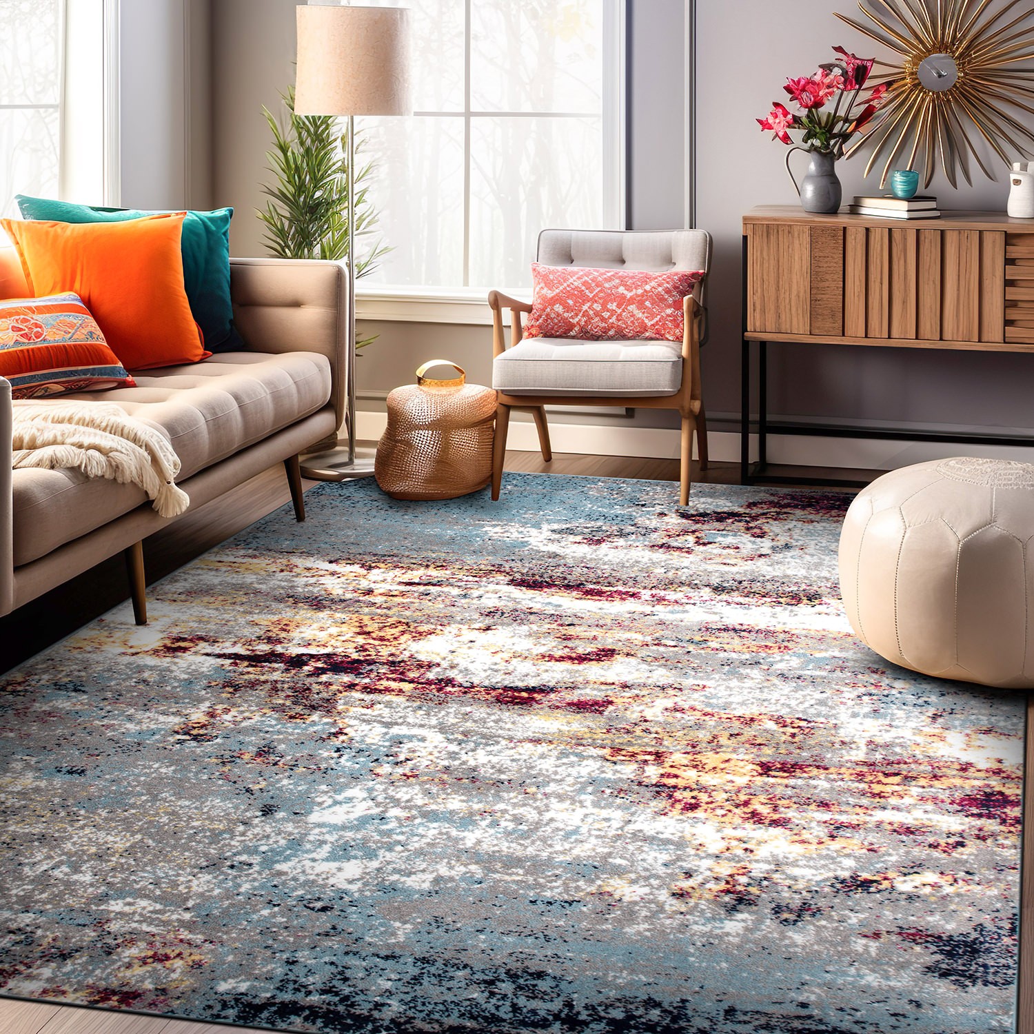 Rugshop Area Rug Distressed Abstract Watercolor Luxury Carpet Rugs for Sale 3×5