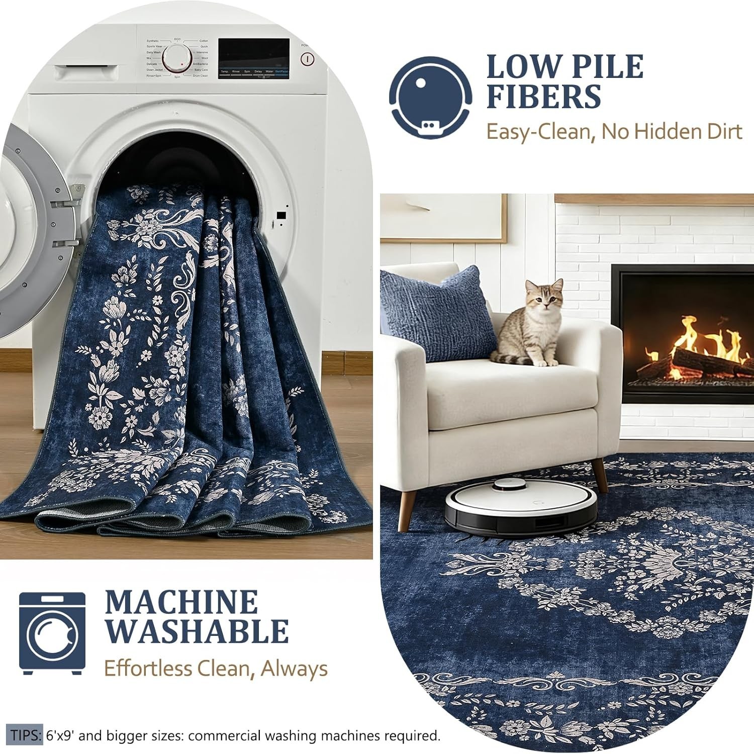 Entryway Rug 2×3 Washable Area Rugs for Bathroom, Vintage Boho Floral Distres…
