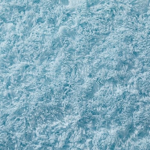 Luxurious Light Blue 4Ft Round Rug – Cozy Non-Slip Shag for Bedrooms & Playrooms