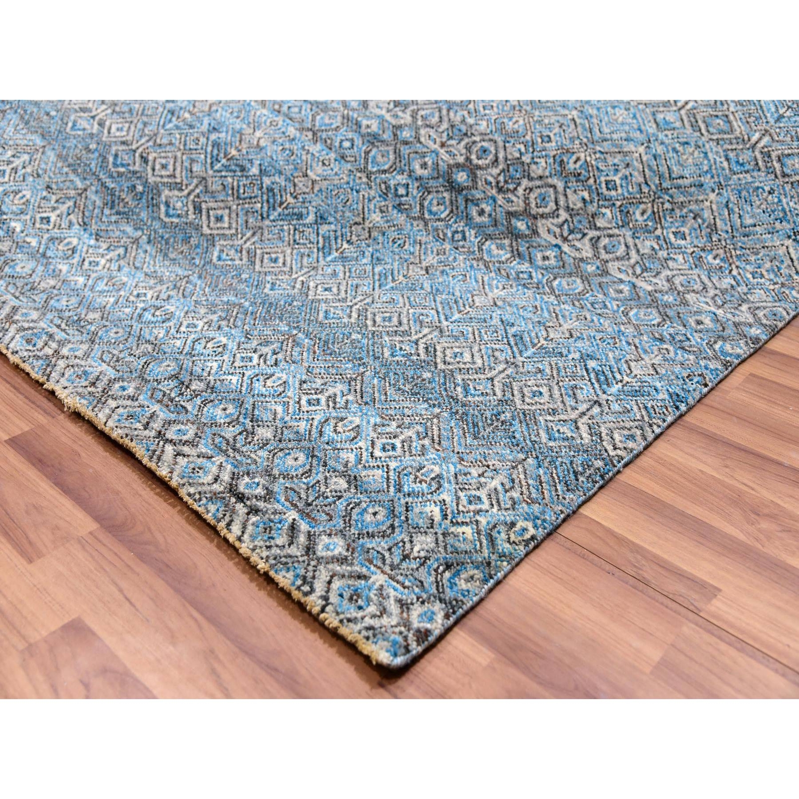 12’x12′ Blue 100% Wool Hand Knotted Kohinoor Herrita Design Square Rug R79768