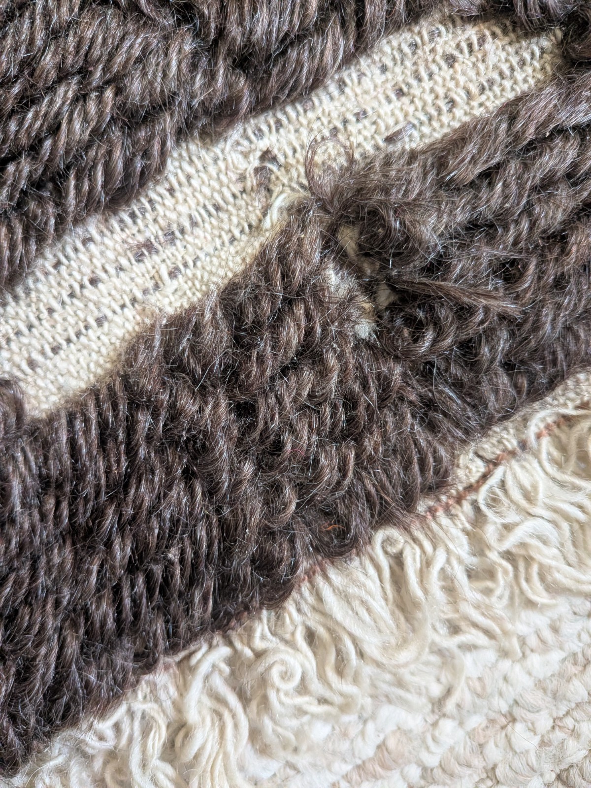 Hand-Woven Wool Turkish Anatorian Tulu Rug Brown Beige 46x55in One-of-a-Kind