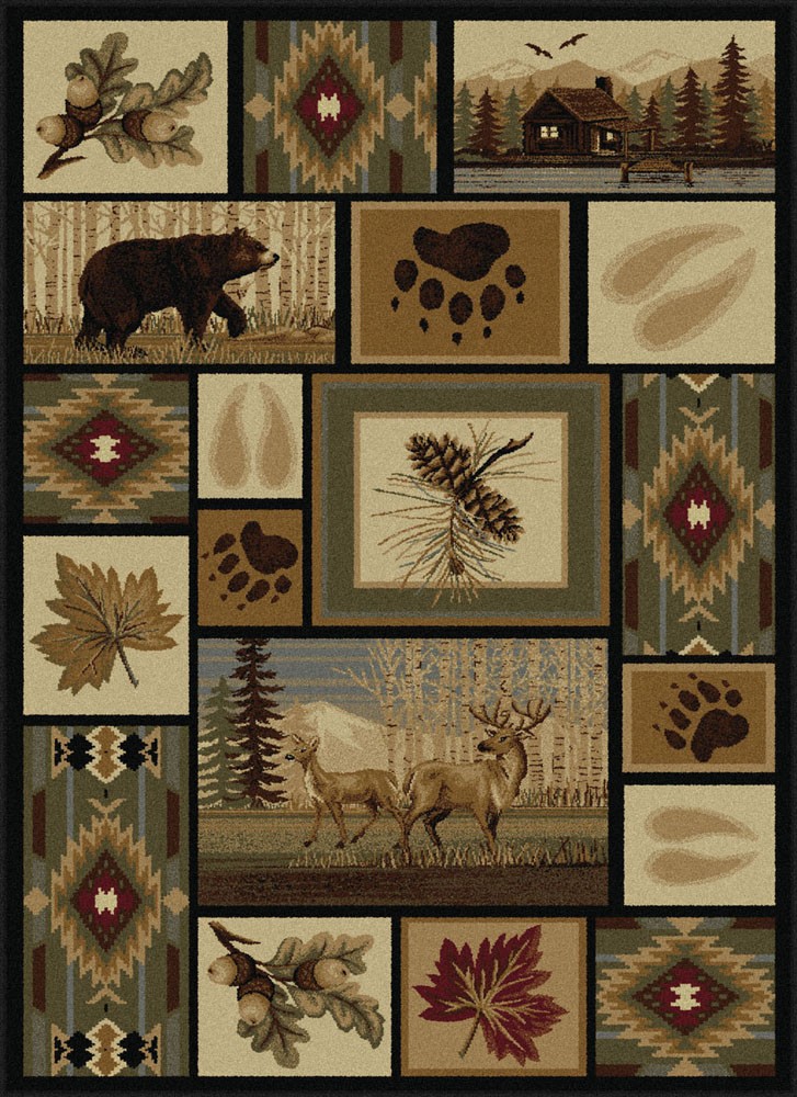 8×10 Nature Print Multi-Color Boxes Leaves 6660 Area Rug – Approx 7′ 10″ x10′ 3″