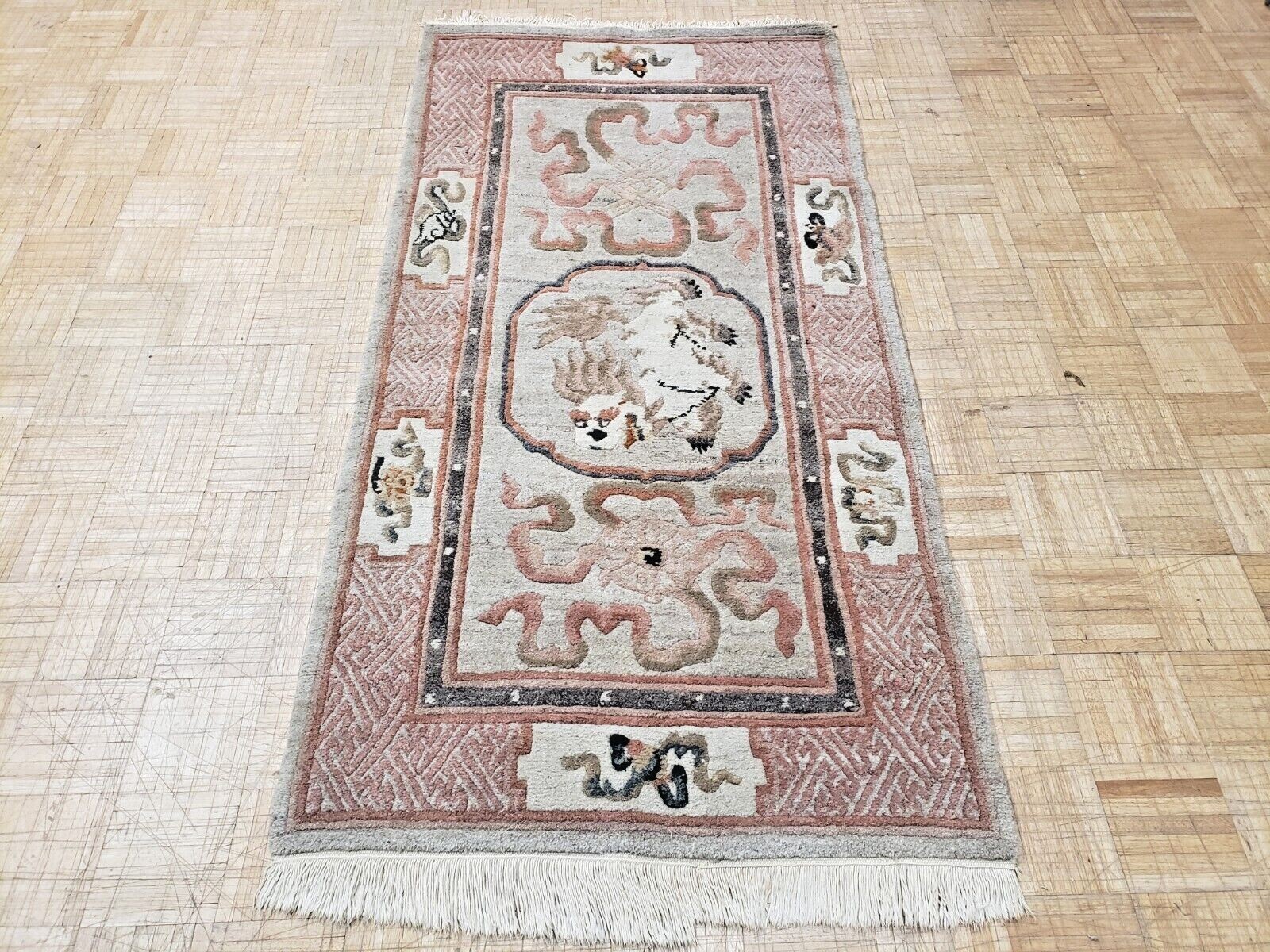 3×6 TIBETAN MONGOLIAN CHINA RUG 1960’s HAND WOVEN ARTISAN 100% WOOL ORIENTAL RUG