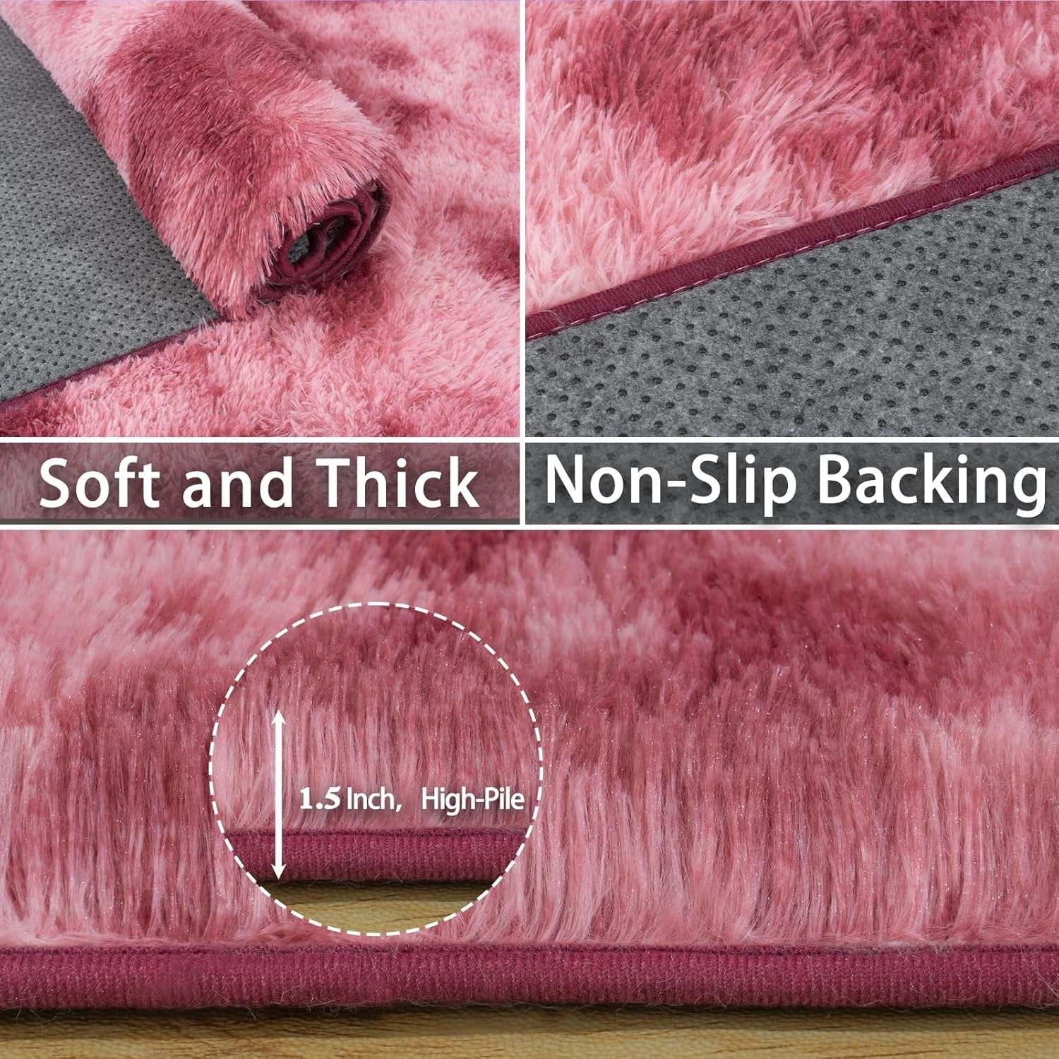 Fluffy Area Rugs Large Tie-dye Pink Red Carpet Mat for Living Room Bedroom Floor