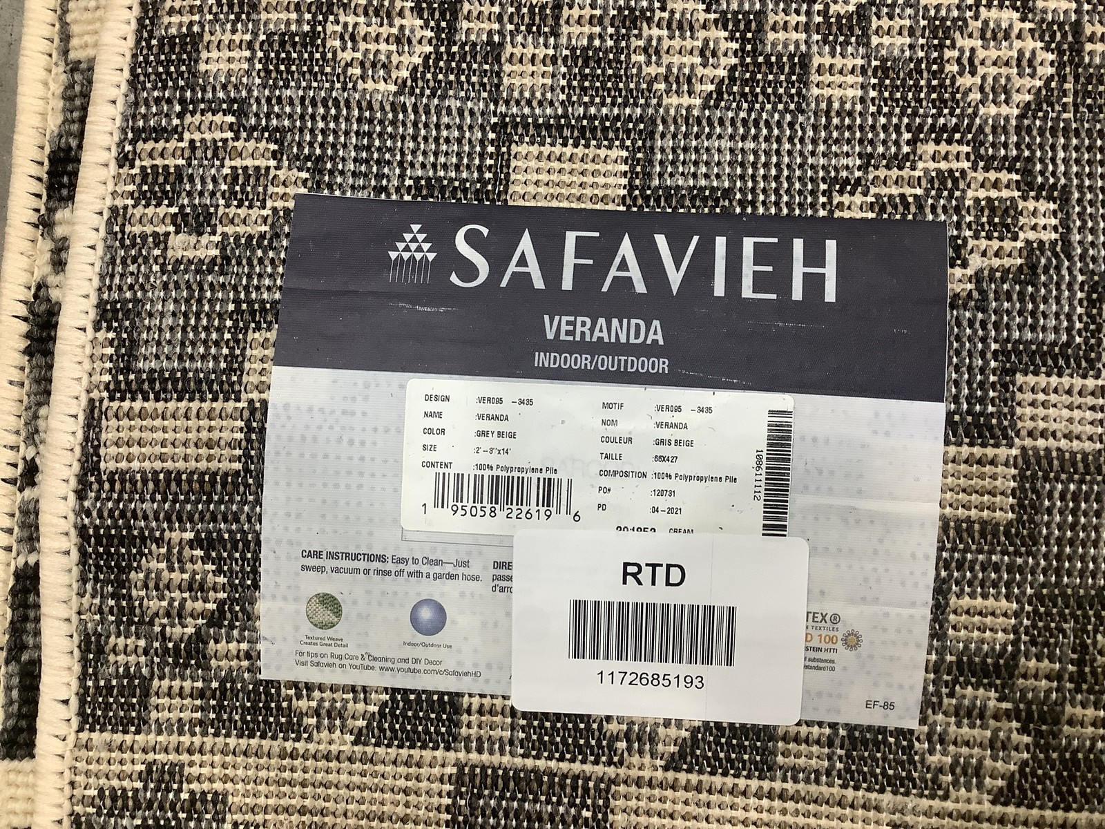 GRY BEIGE 2′-3″ x 14′-0″ Back Stain Rug Reduced Price 1172685193 VER095-3435-214