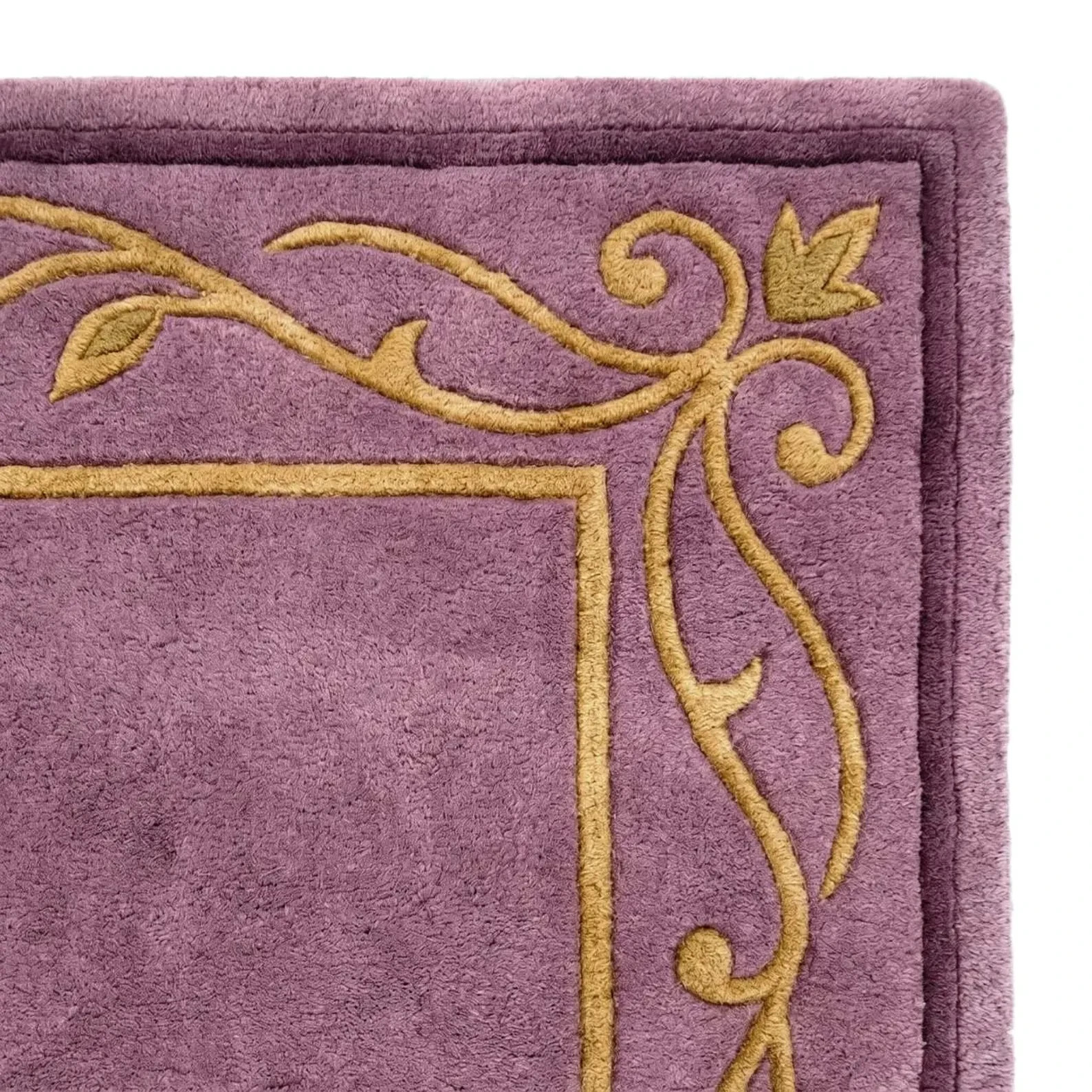 Hand-Tufted Lavender Floral Border NZ Wool Rug, French Country Decor Carpet Rug