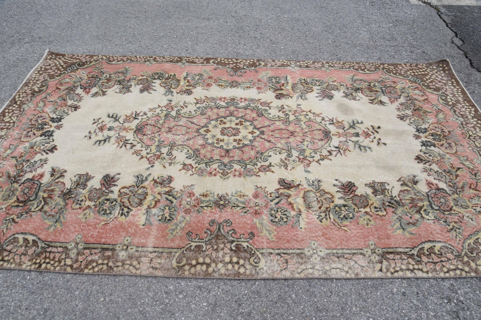 5,4×9,8 ft Vintage Rug, Turkish Large Rug, Pink Handmade Wool Rug