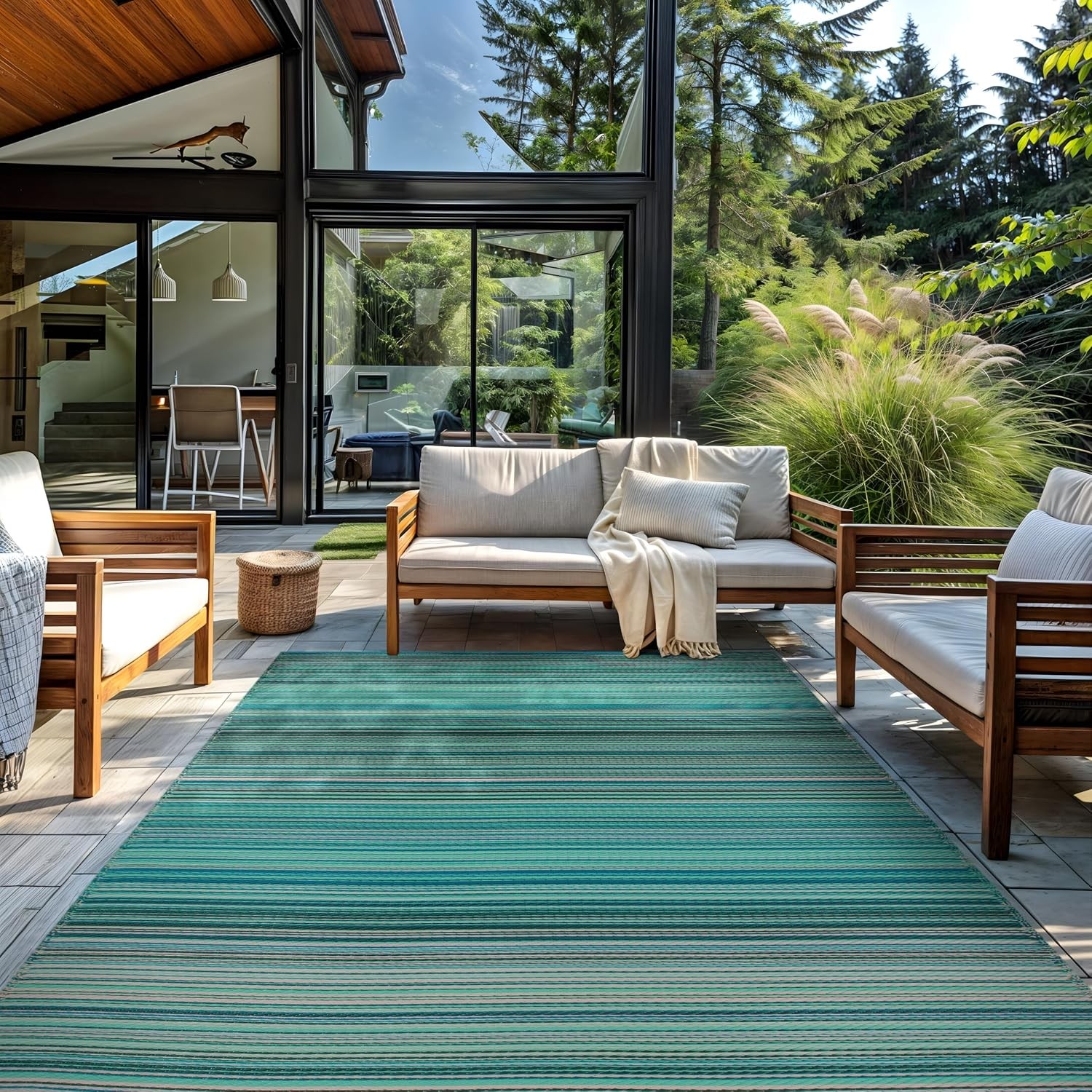 Contemporary Stripe Reversible Crease-Free Waterproof Premium Recycled Plastic
