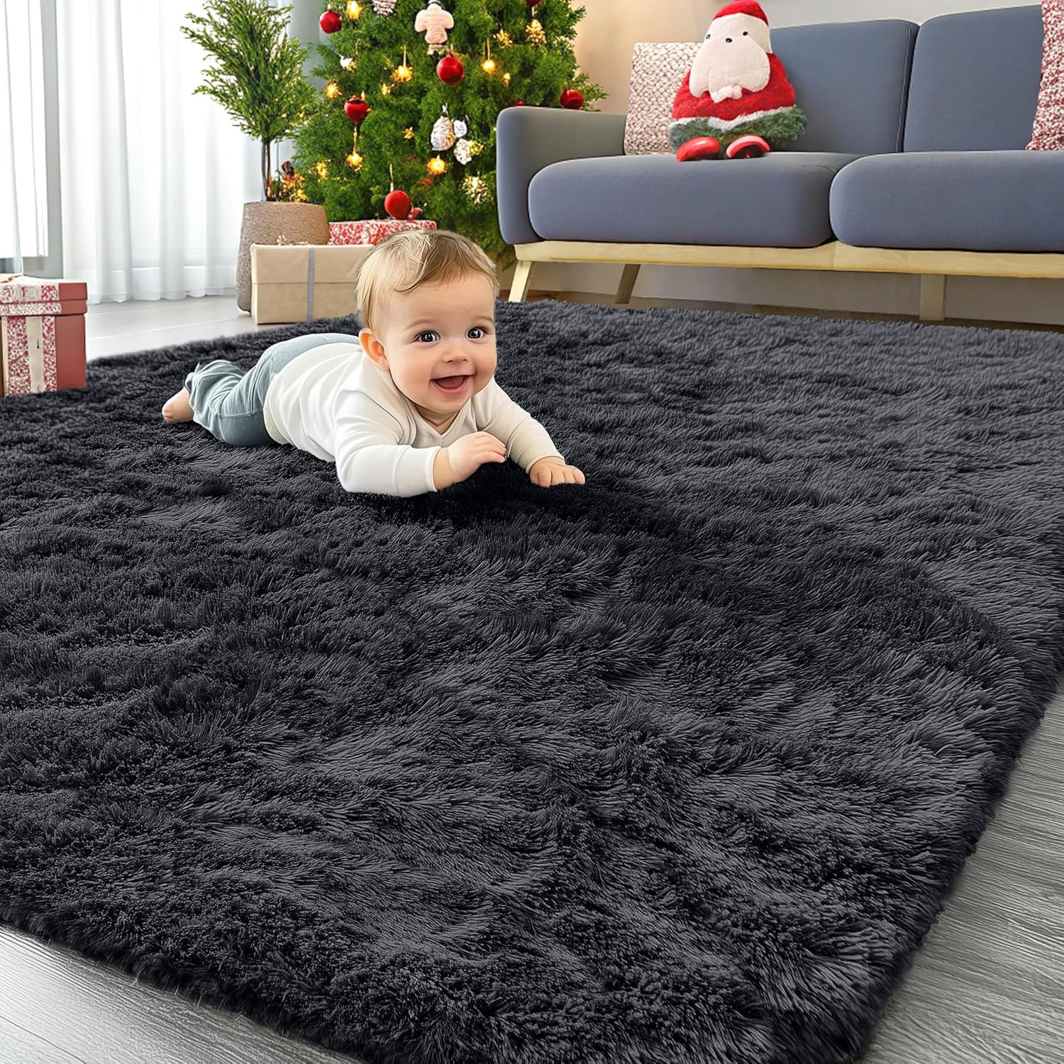 OLANLY Area Rugs for Living Room Bedroom, Machine Washable 4X5.9 Ft Soft Fluffy