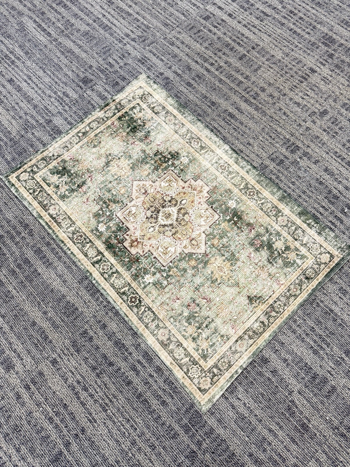 2×3 ft. Area Rug Green/Beige/Brown Non-Slip Washable