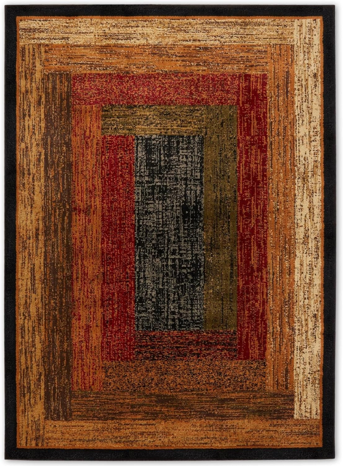 Royalty Vega Contemporary Geometric Area Rug, Black/Brown, 7’8″X10’4″