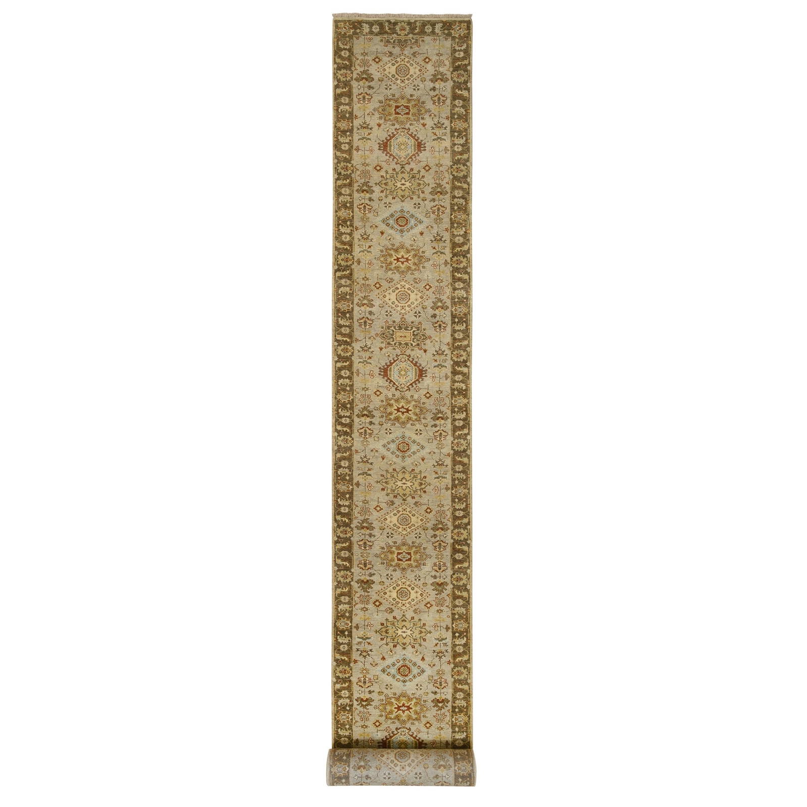 2’8×19’10” GrayBrown Karjihooz Design Hand Knotted Wool Runner Wool Rug R64379