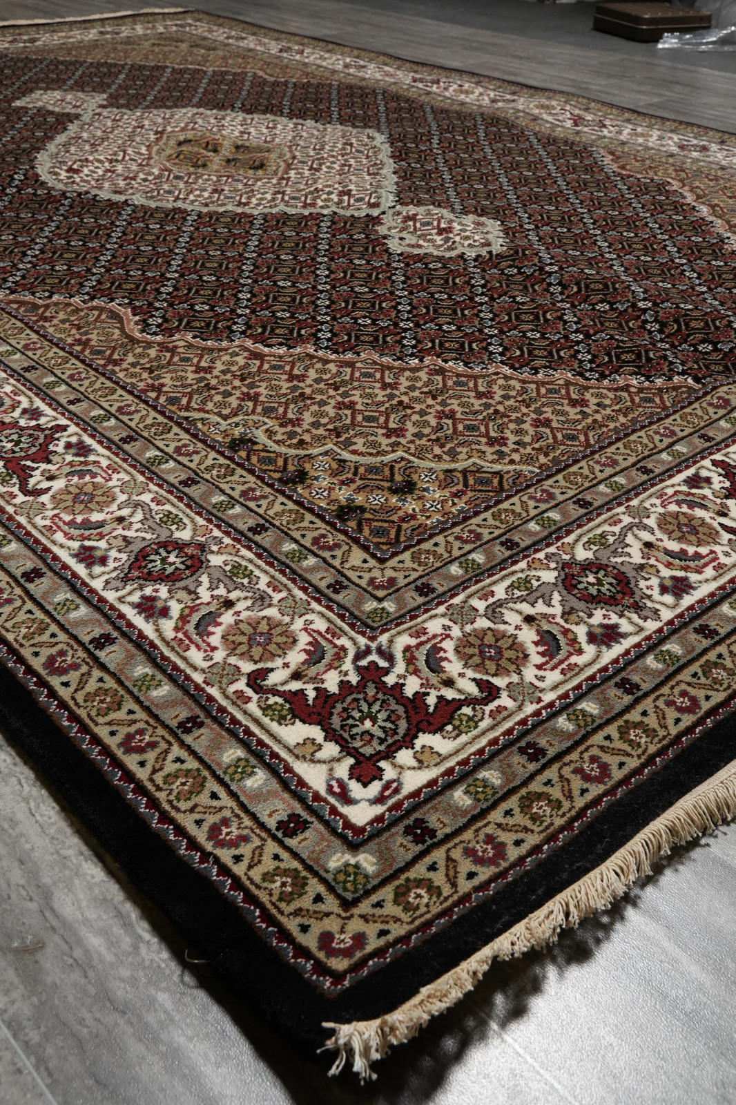 6.8 x 10 Mahii Tabriiz Hand-Knotted Wool Silk Hand-Knotted Rug #F-3078