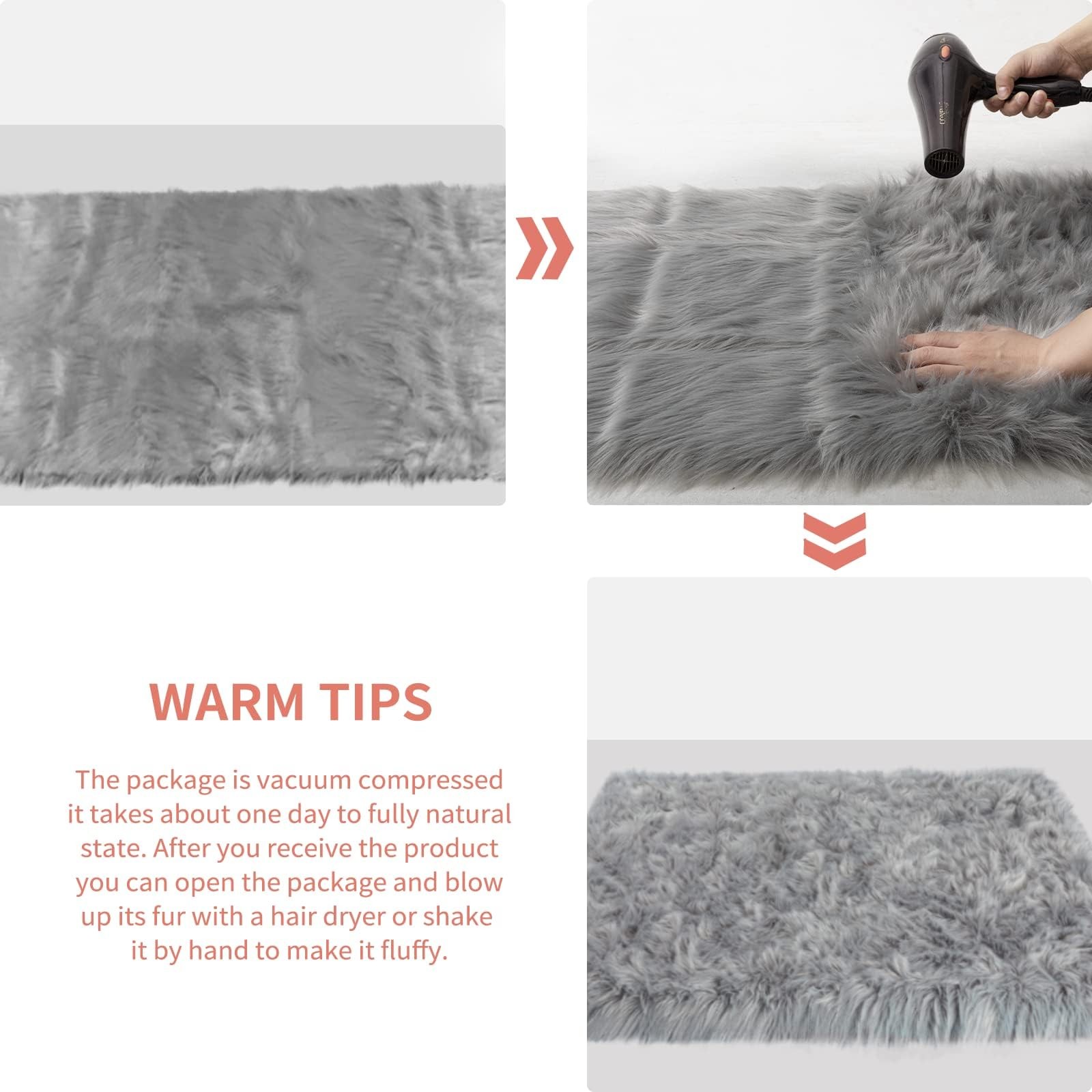 Ultra Soft Faux Sheepskin Fur Rug 2×6 Feet Fluffy Rug for Bedroom