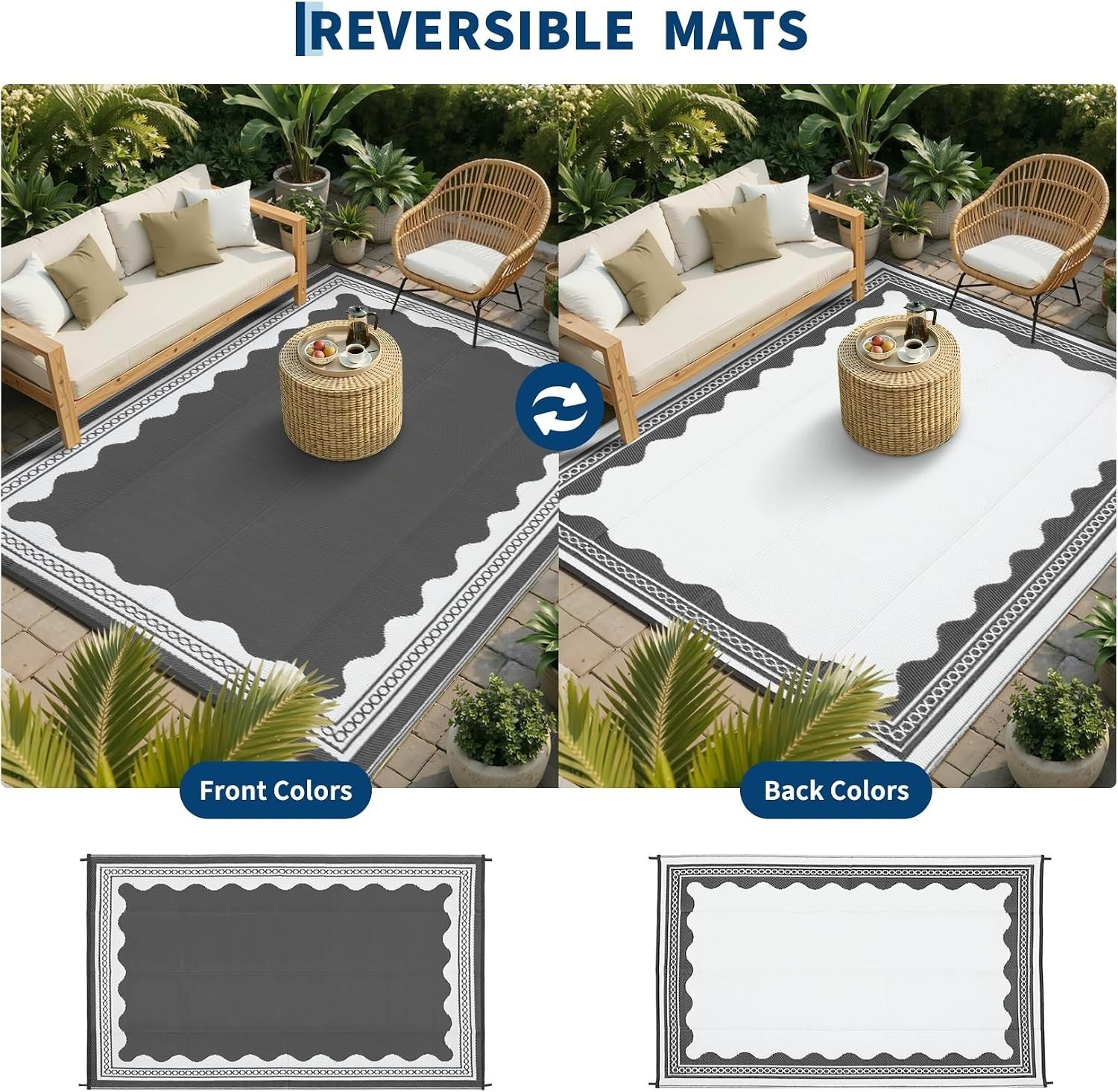 Versatile 6′ x 9′ Scalloped Area Rug – Ideal for Camping and Outdoor Spaces