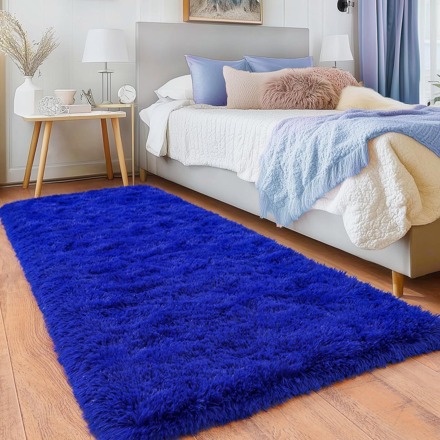 Runner Rugs for Bedroom, 2×6 Fluffy Throw Area Rug Non Slip for Bedside Dorm Hal