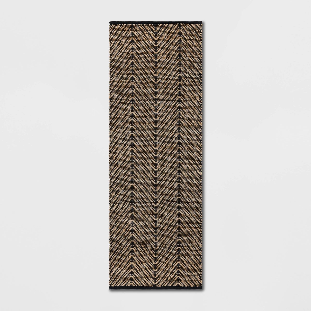 2’4″x7′ Handloom Chevron Runner Rug Black – Threshold™: Jute & Cotton, Indoor