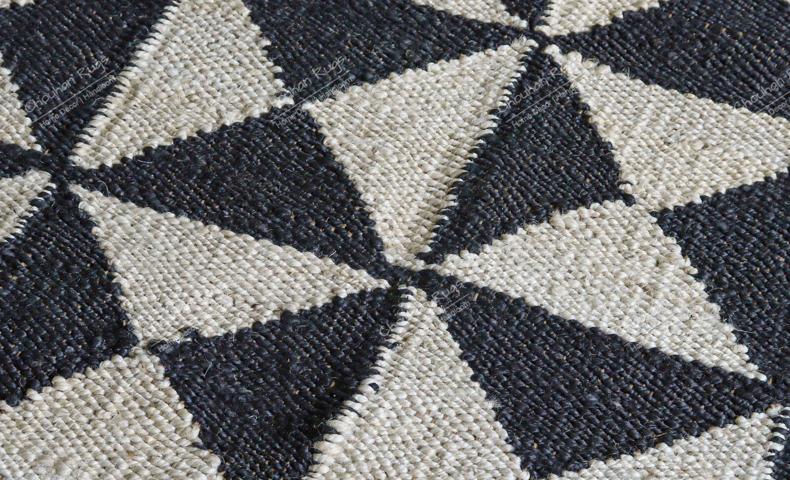 4×6 Ft Thick Durable White and Black Natural Jute Hemp Handmade Tufted Area Rug
