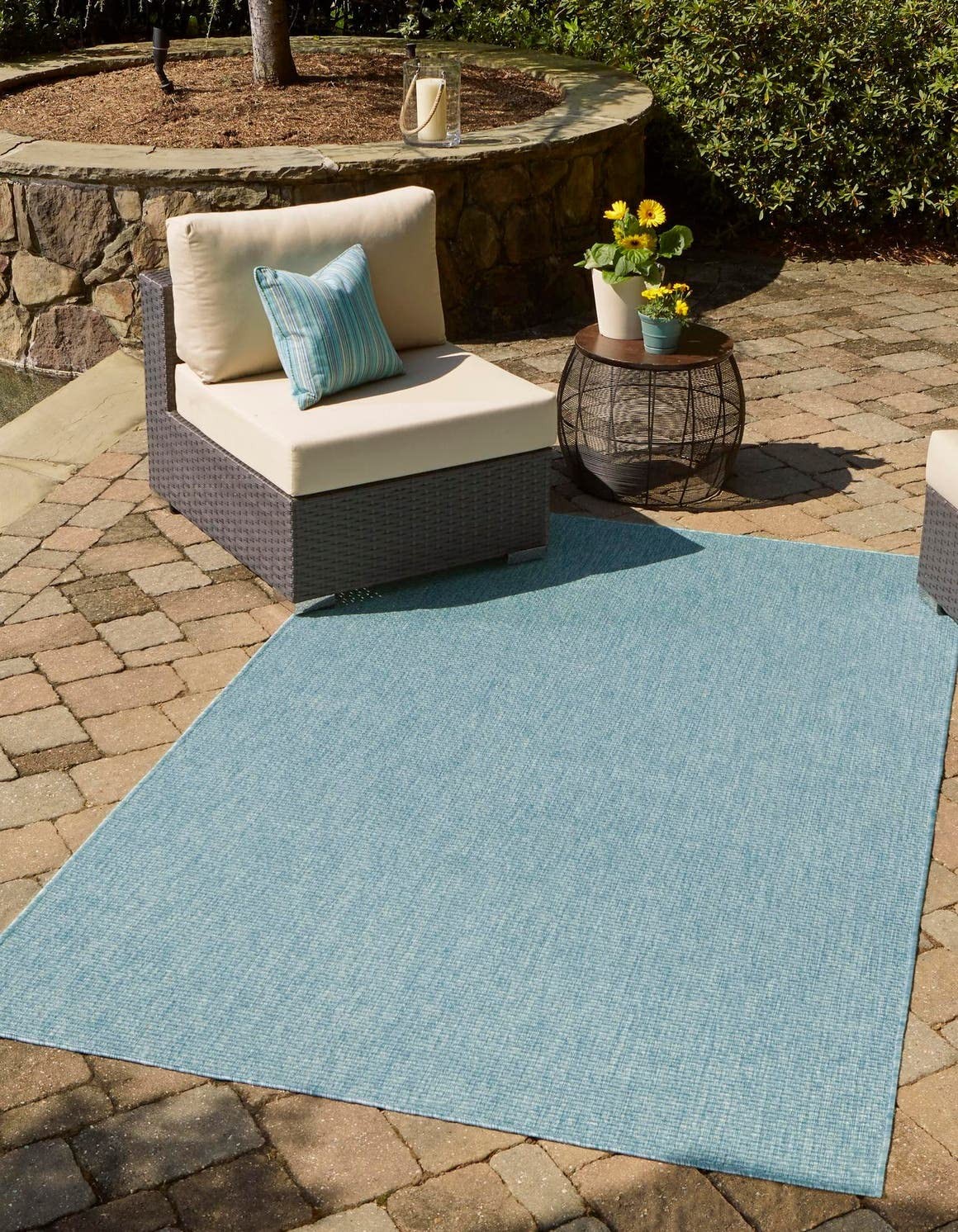 Unique Loom Collection Casual 2′ x 3’1″ (Rectangular), Aquamarine/Ivory