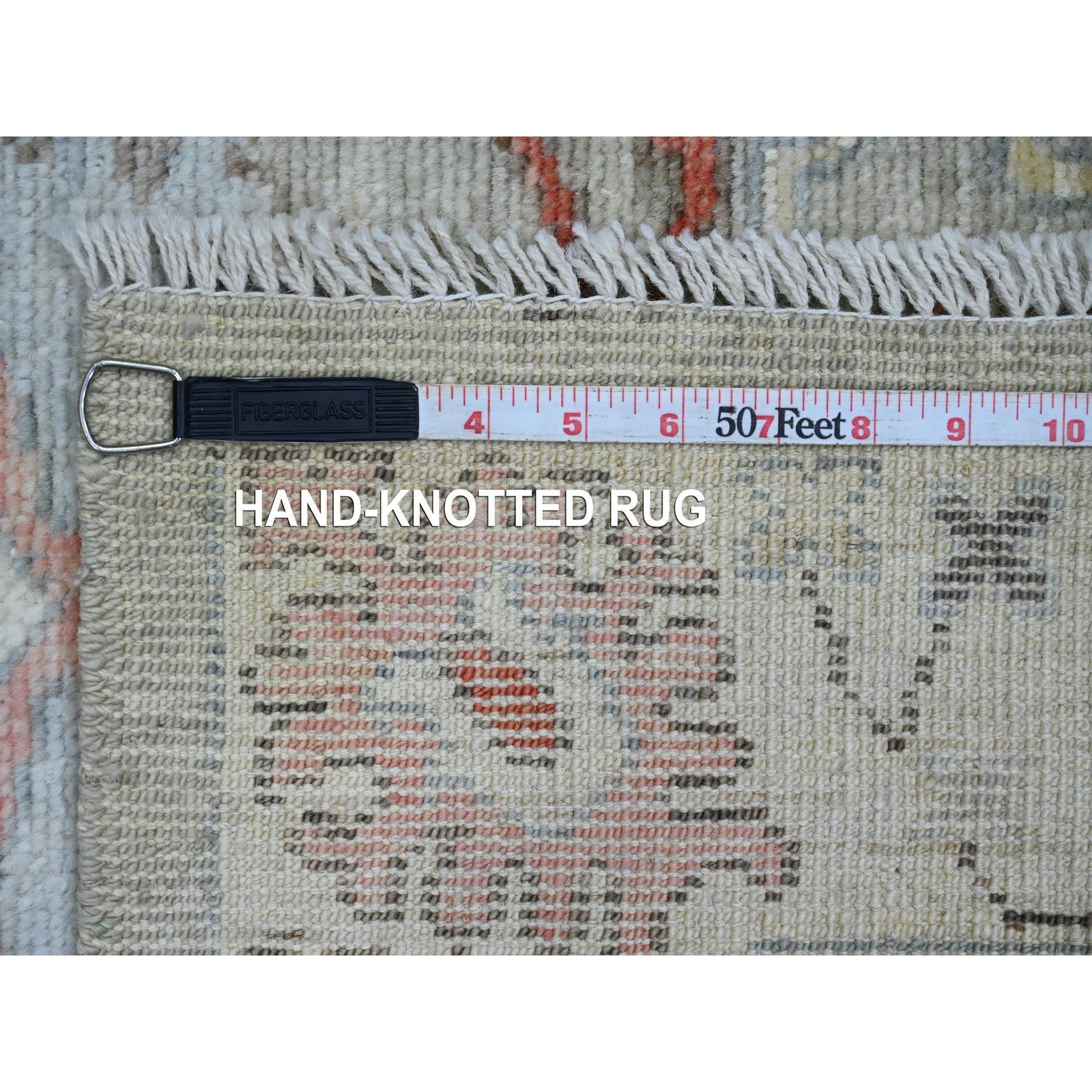 3’x4’9″ Gray Hand Knotted Afghan Angora Oushak Floral Pattern Wool Rug R20299