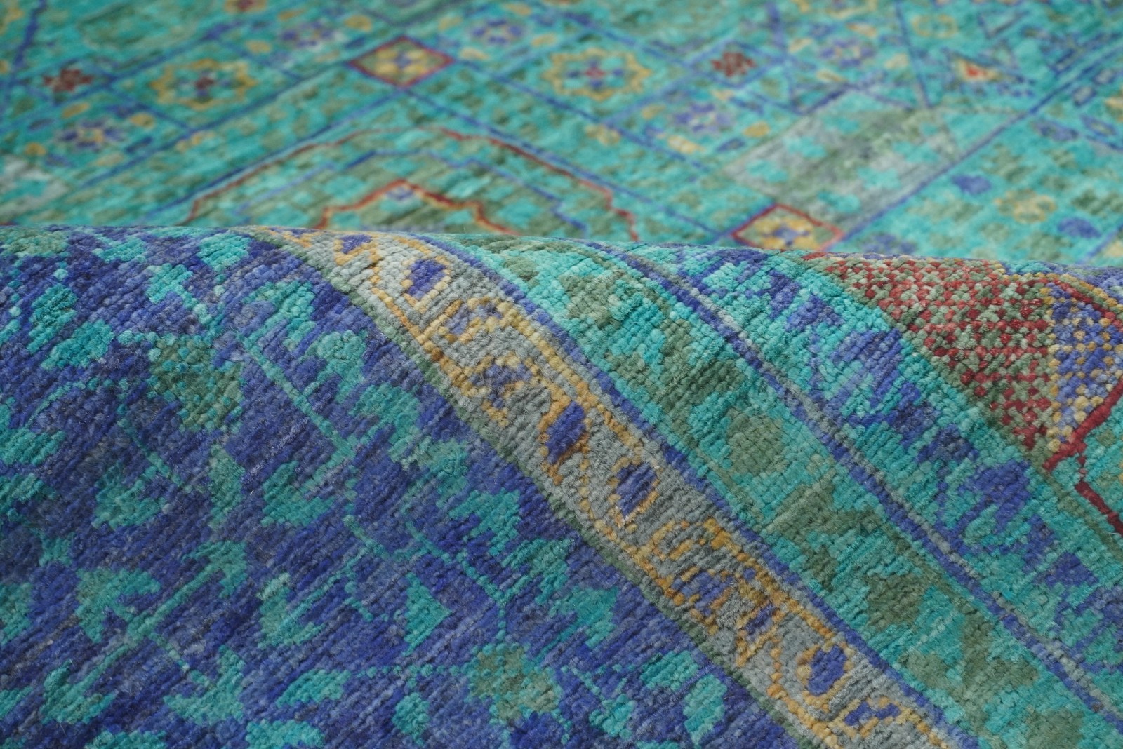 5×7 ft Turquoise Blue Mamluk Afghan Hand Knotted Wool Medallion Rug