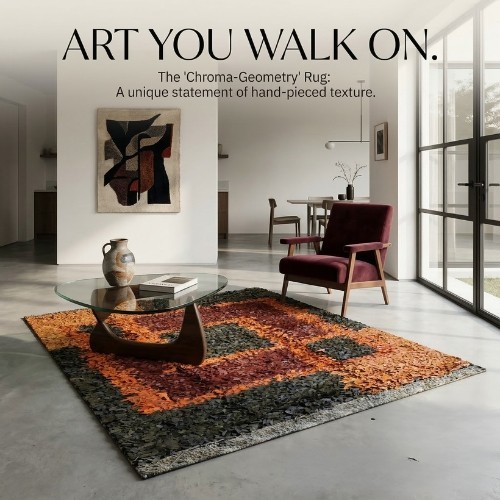 Luxury Genuine Leather Shag Rug –Hand-Finished Designer Floor Decor Australia 64