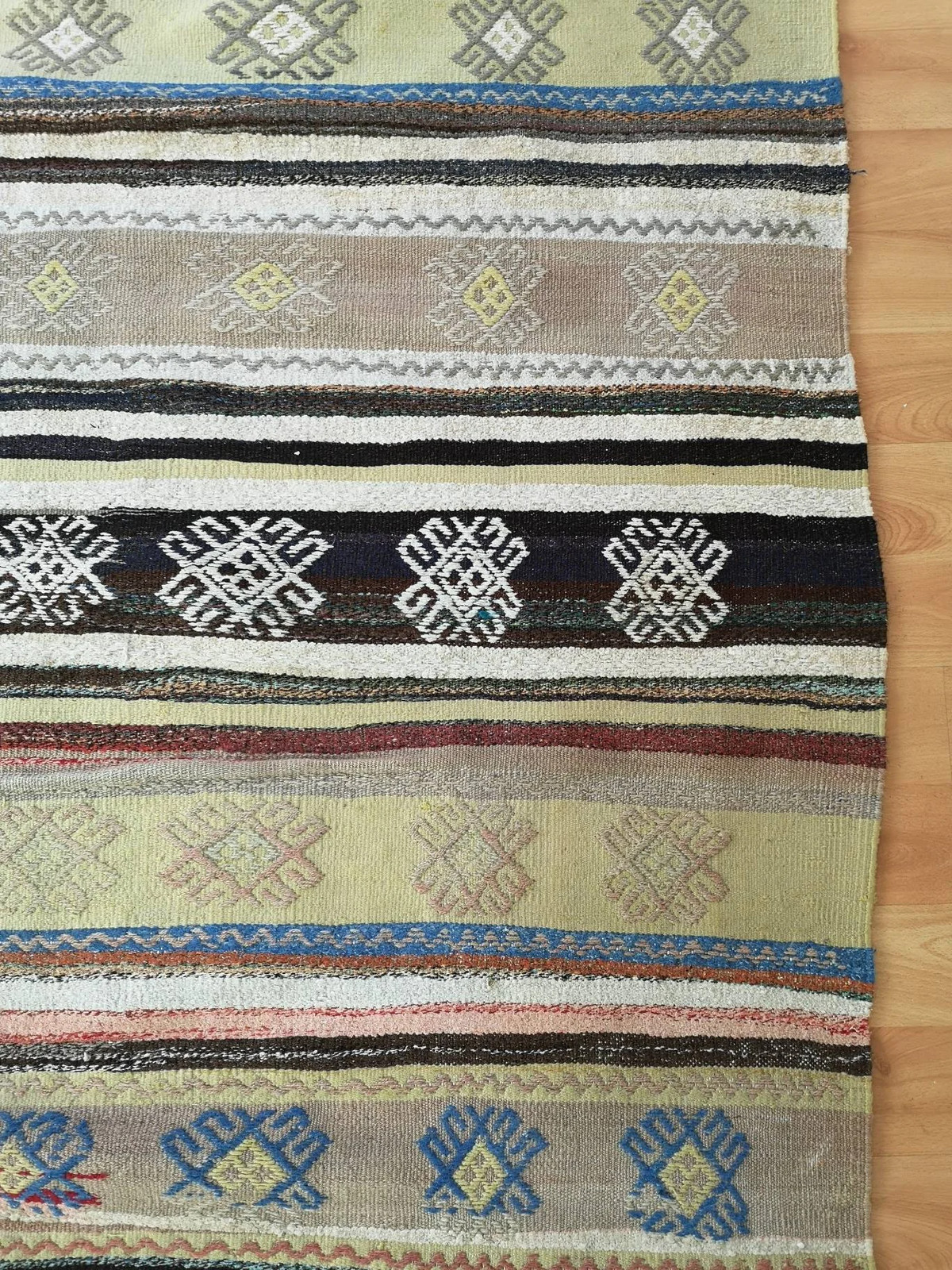 Vintage Kilim Rug, Colorful Ethnic Oushak, 5.7 x 13.3 ft