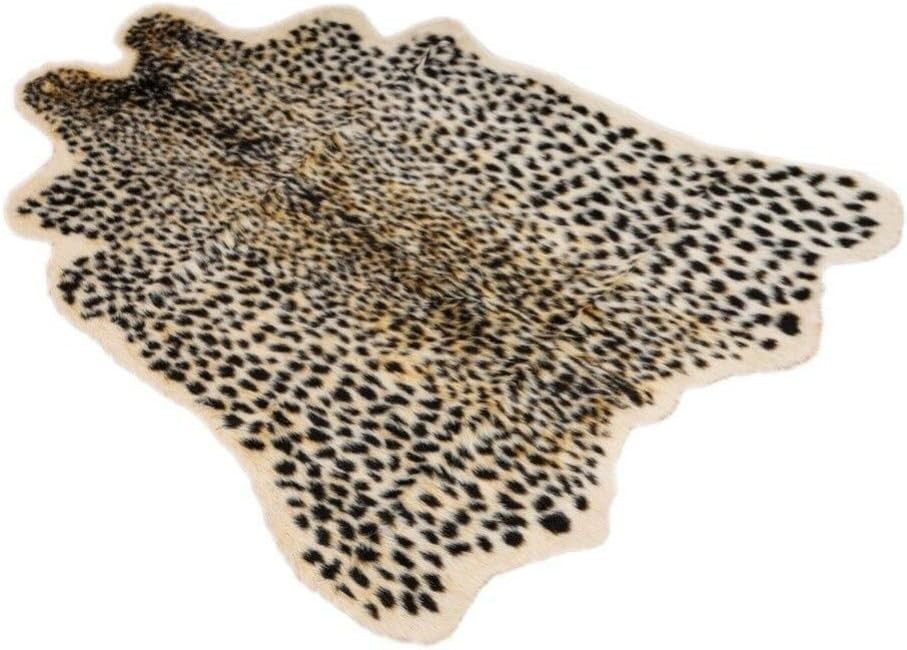 Leopard Print Area Rug Faux Fur Non-Slip Cheetah Rug Small Accent Distressed …