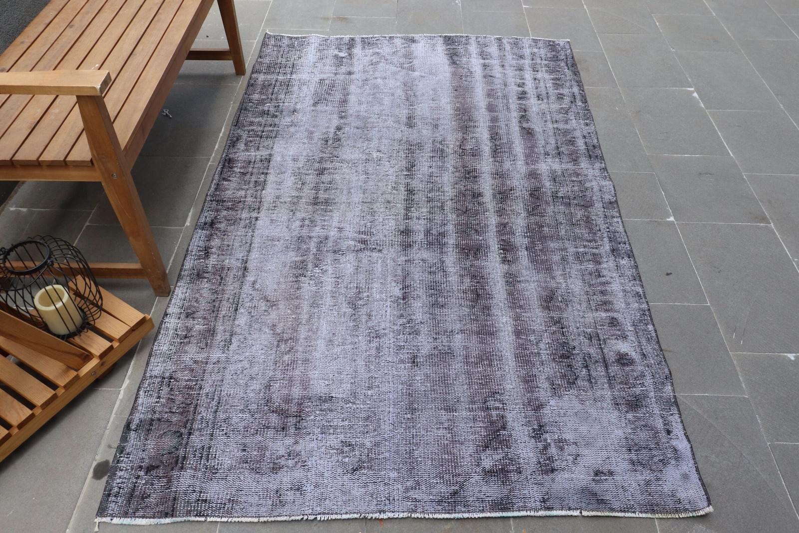 Vintage Turkish Rug, 4,2×7,1 ft Rug, Gray Black Moroccan Rug