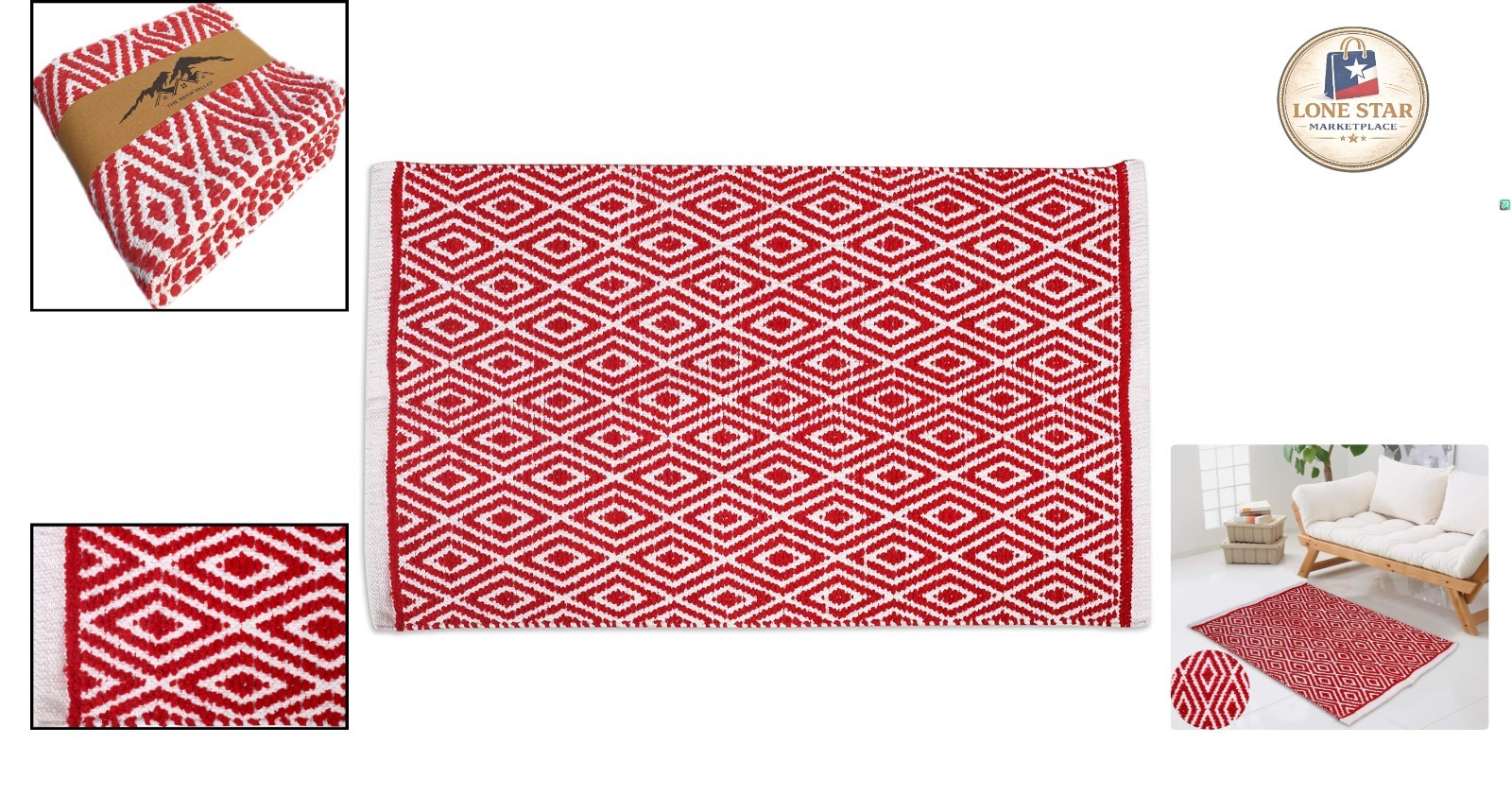 Soft Red Chenille Cotton Rug 21×34 – Washable Indoor Mat for Entryway & Bathroom