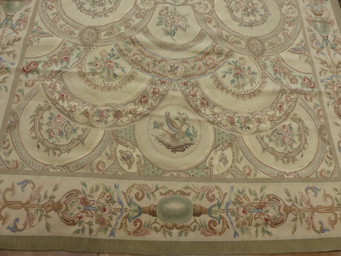 6’x9′ New Birds French Aubusson weave hand knotted wool Needlepoint area rug