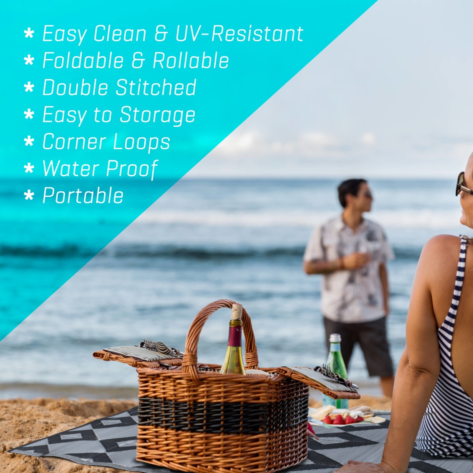 Outdoor Rugs (5×8) Camping, beach, decks and every place (New Geo Gry Blc)
