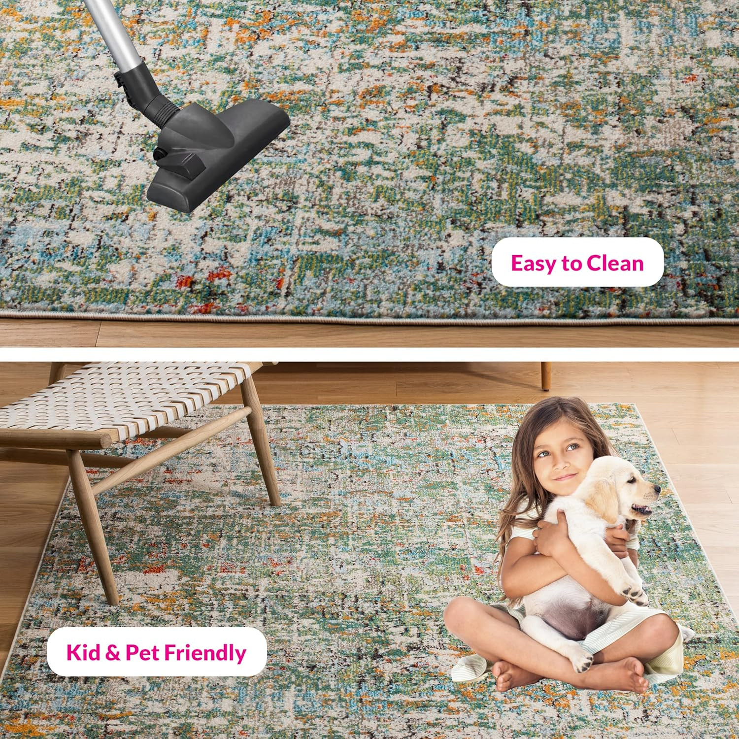 Madision Collection 5’3″ x 7’6″ Area Rug – Green & Turquoise Modern Design