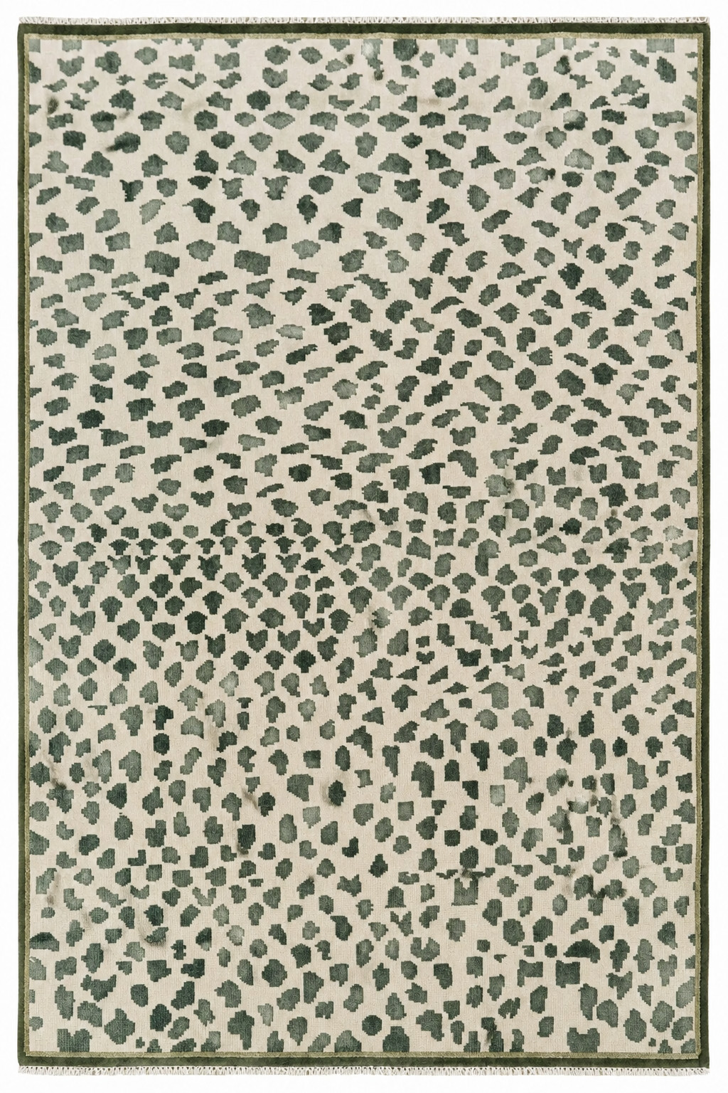Hand Knotted Green Wool Rug Modern Abstract Area Rug Handmade Custom Carpet
