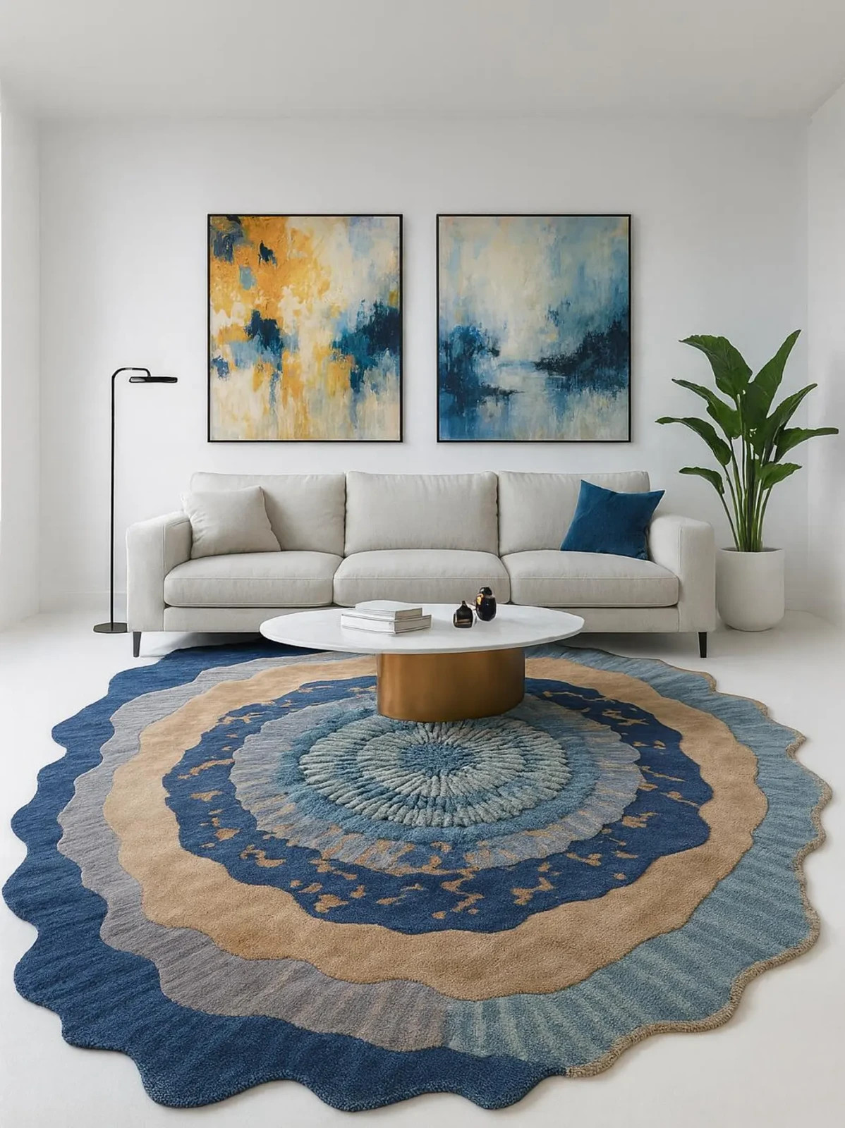 Hand-Tufted Wool Rug | Modern Abstract Blue Area Rug | Soft Thick Wool Carpet |