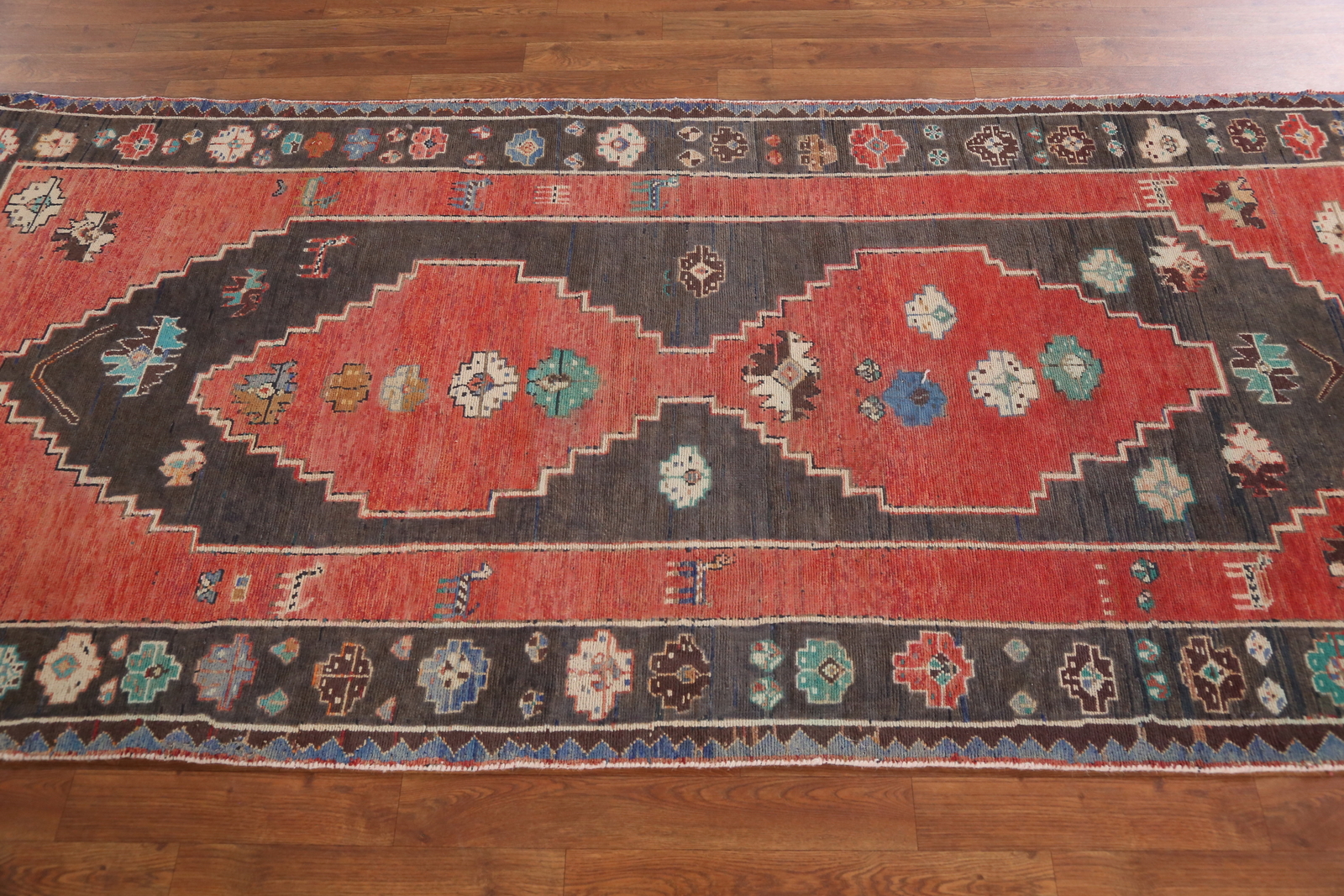 Geometric Tribal Traditional Rug 4×8 ft Handmade Wool Vintage Nomadic Carpet