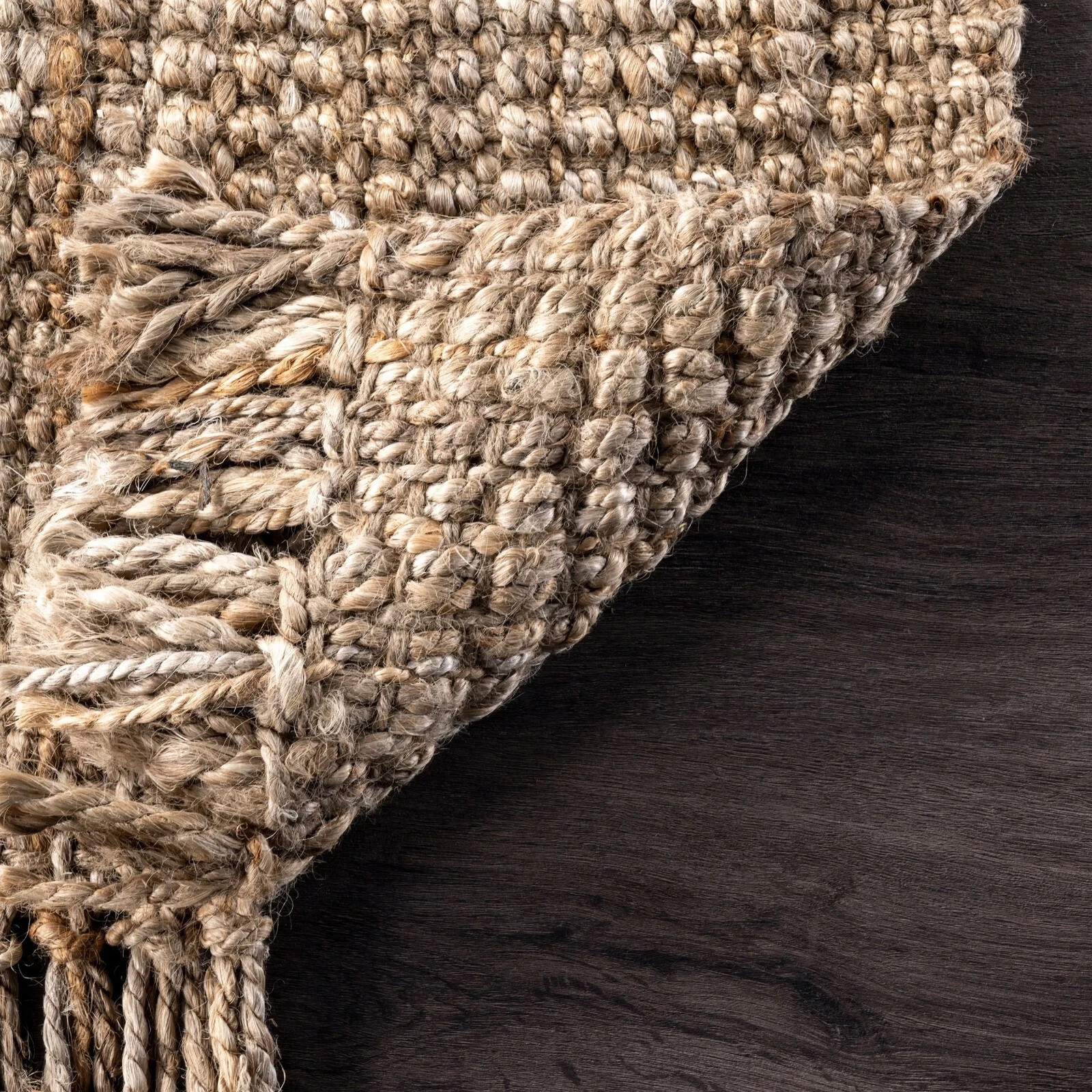 nuLOOM Hand Made Chunky Loop Natural Jute Area Rug in Tan Color