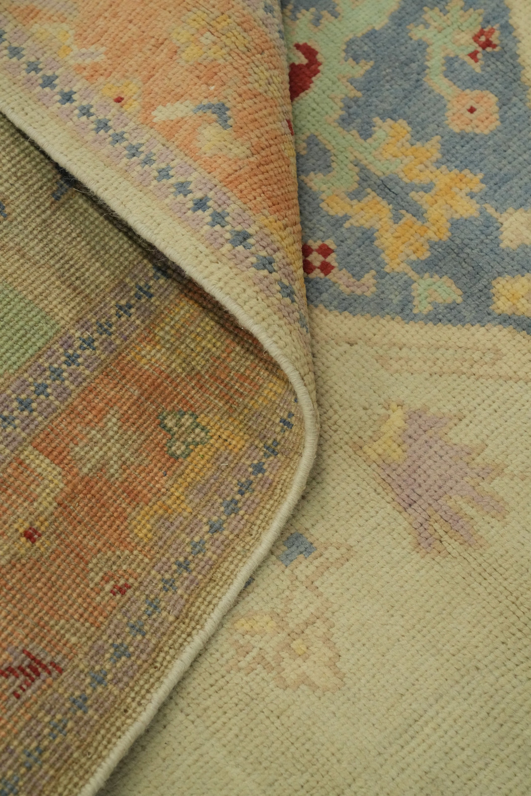 Vegetable Dye Pale Green Wool Oushak Turkish Hand-made Rug Oriental Carpet 4×7