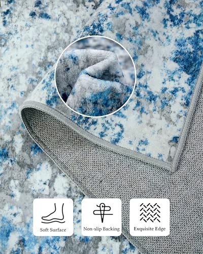 Area Rug for Living Room: 10×14 Washable Neutral Abstract Rug for Bedroom