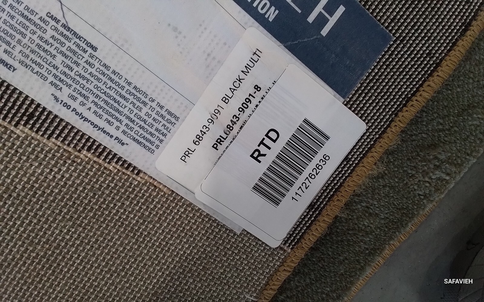 BLACK / MULTI 8′-0″ x 11′-2″ Stained Rug Reduced Price 1172762636 PRL6843-9091-8