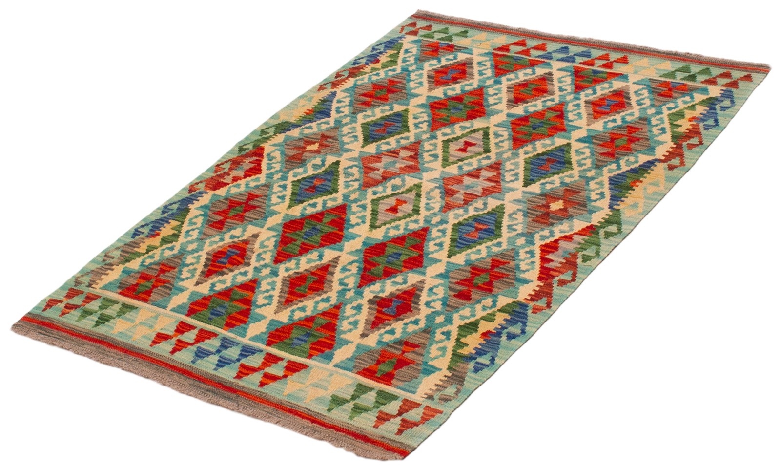 Vintage Hand Woven Turkish Carpet 3’8″ x 5’3″ Traditional Wool Kilim Rug