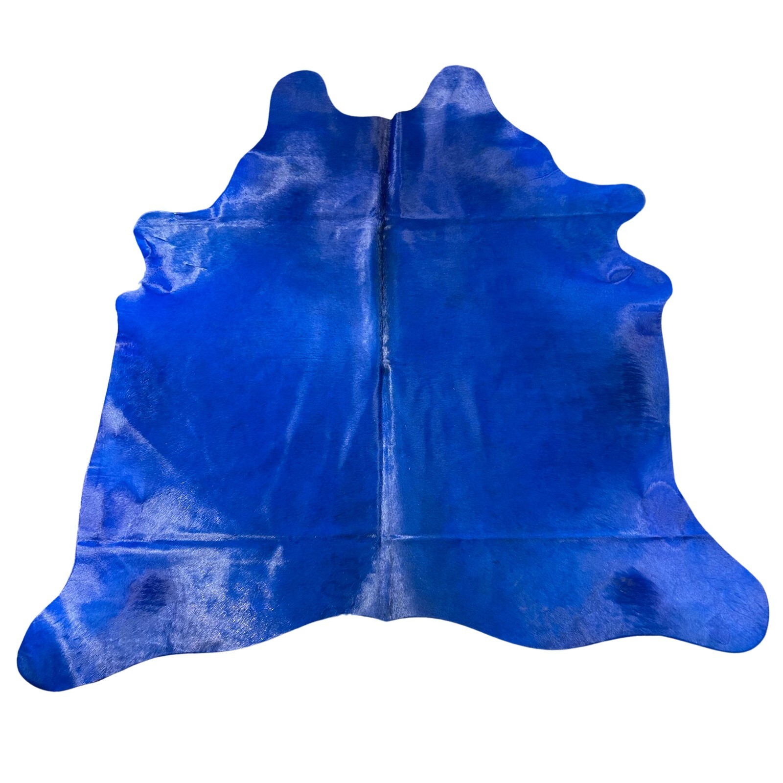 Dyed Dark Blue Cowhide Rug (2 patches at the bottom) Size: 7×6.5 feet D-641