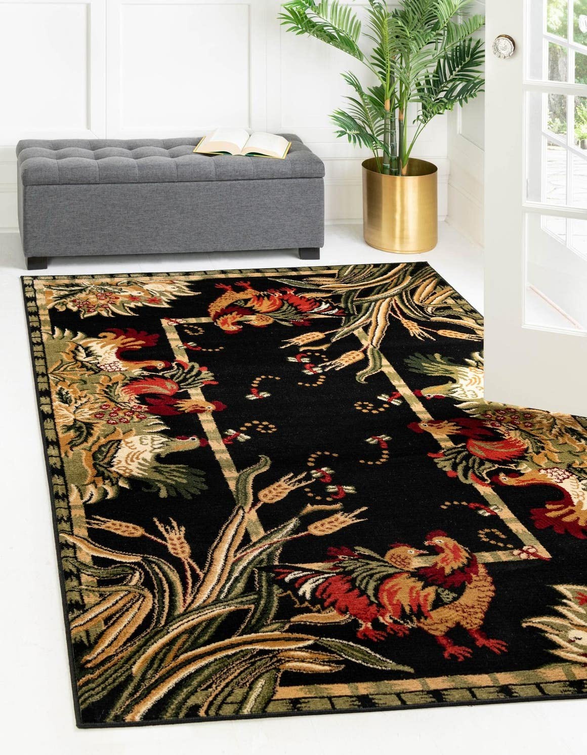 Unique Loom Barnyard Collection Area Rug – Farm (4′ 1 x 6′ 1 Rectangle, Black/ C