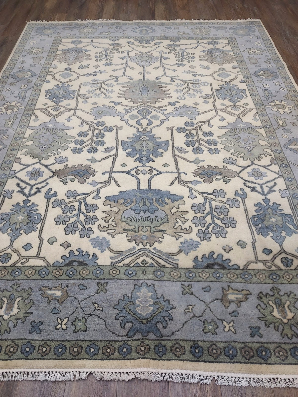 TURKISH OUSHAK RUG. GEOMETRIC MULTICOLORED HANDMADE BOHEMIAN 7.5×10 RUG